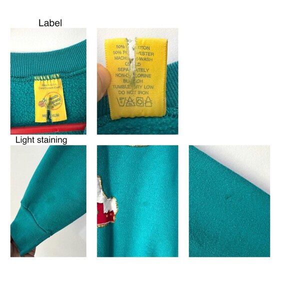 90s vintage reworked green festive holiday JOY christmas pullover sweatshirt - Picture 8 of 8